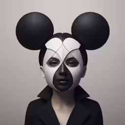 woman wearing mickey ears and painted face