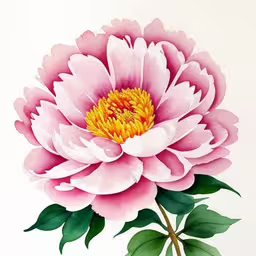 large flower on white background with watercolour,an oriental painting with large pink flowers