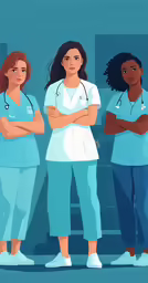 an image of three nurses standing together