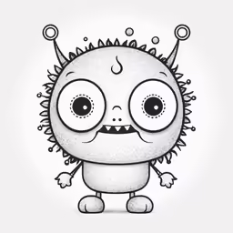 a drawing of an alien creature with big eyes