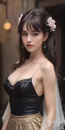 a woman is wearing a dress and a veil