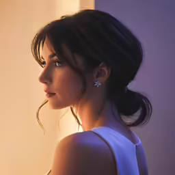 a woman standing in a white dress in a photo