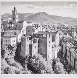 an old photo shows some type of city