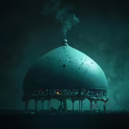 a white domed building sitting on top of a lush green field