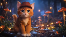 the cat is wearing a hat on his head