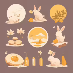 some type of digital illustration with animals and things inside it