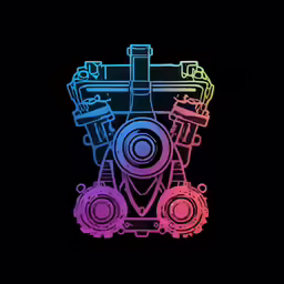 an illustration of a colored engine on black