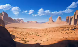 a picture of a desert in the middle of a blue sky