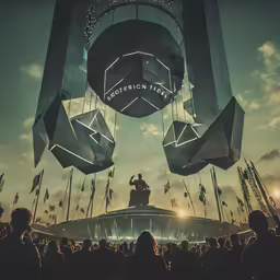 an animated picture of a crowd watching a stage on stage