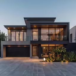 a modern looking house with plants growing out the front