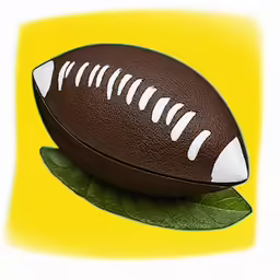 an image of a football sitting on a leaf