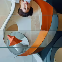 an overhead shot of a woman laying down on the ground