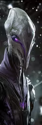 the man in purple is wearing an alien outfit,the purple alien man with an interesting look