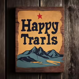 a picture with a red star on it reads happy trails