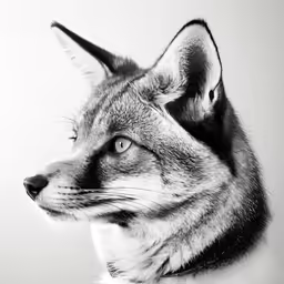a wolf in black and white is photographed