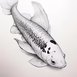 a pencil drawing of a fish