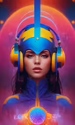 a photo that looks like a sci - fidgetr with headphones on,an abstract picture of a person with headphones on