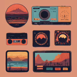 an image of different radio logos for a computer,some old fashioned video game controllers in a row