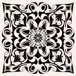 a black and white drawing of flowers,a white and black square pattern on a white background