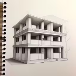 a drawing of the house is in this book,the view of a large house from the back side