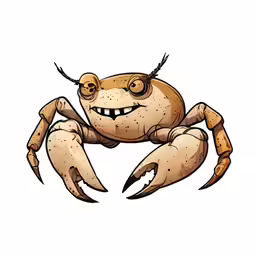 a smiling cartoon crab with its eyes wide open