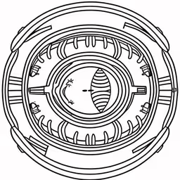 a circular black and white pattern that is filled with holes,the inside of an object that is black and white,the circular object in black and white is surrounded by lines,an image of an abstract art pattern in a circle,a circular drawing that is black and white
