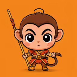 monkey with sword cartoon character illustration