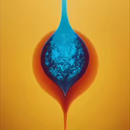 an artistic photograph of blue liquid flowing in to a flower