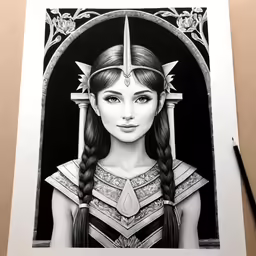 a drawing of wonder woman sitting in front of a window