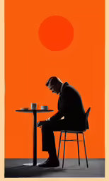 an image of man at a table with coffee