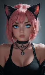 a very cute looking anime girl wearing a cat outfit