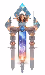 a woman sitting at the top of a cross