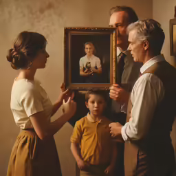 two adults with a young boy and an older gentleman