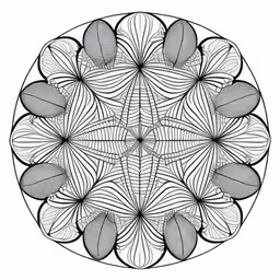 an intricate design with a circular shape in black and white,an image of a flower in black and white