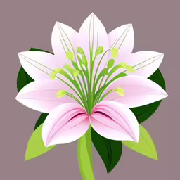 a pink flower with green leaves is depicted,a close up of a pink and white flower