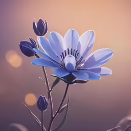 an artistic flower photograph taken from behind, looking very soft