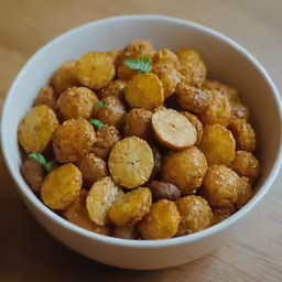 a white bowl filled with pieces of fruit