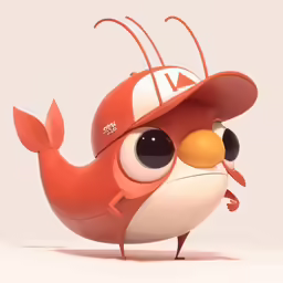 a red bird with an orange hat on