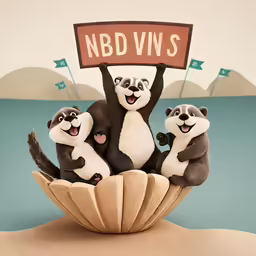three stuffed panda bears holding a sign saying ndbv s