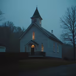 a church at night with no lights on