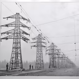 people stand by some electric power lines