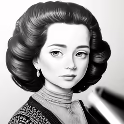 black and white photograph of a woman in black hair