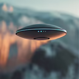a futuristic flying object floating through the air