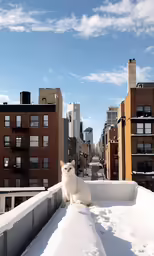 a white cat sitting on the edge of a roof