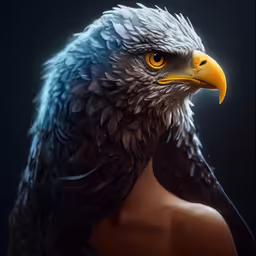 the face of an adult eagle, with bright yellow eyes