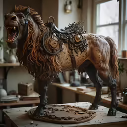 a close up of a small toy horse on a table