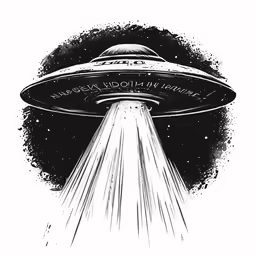 a black and white drawing of an alien spaceship