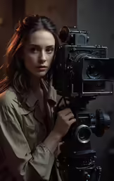 a woman holding up a camera to take a photo