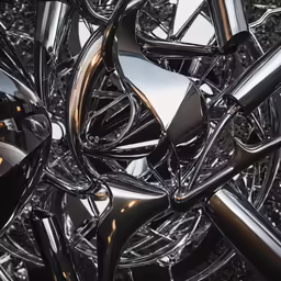 chrome wheel and tire in a very complex array