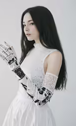 a beautiful young lady holding an open hand